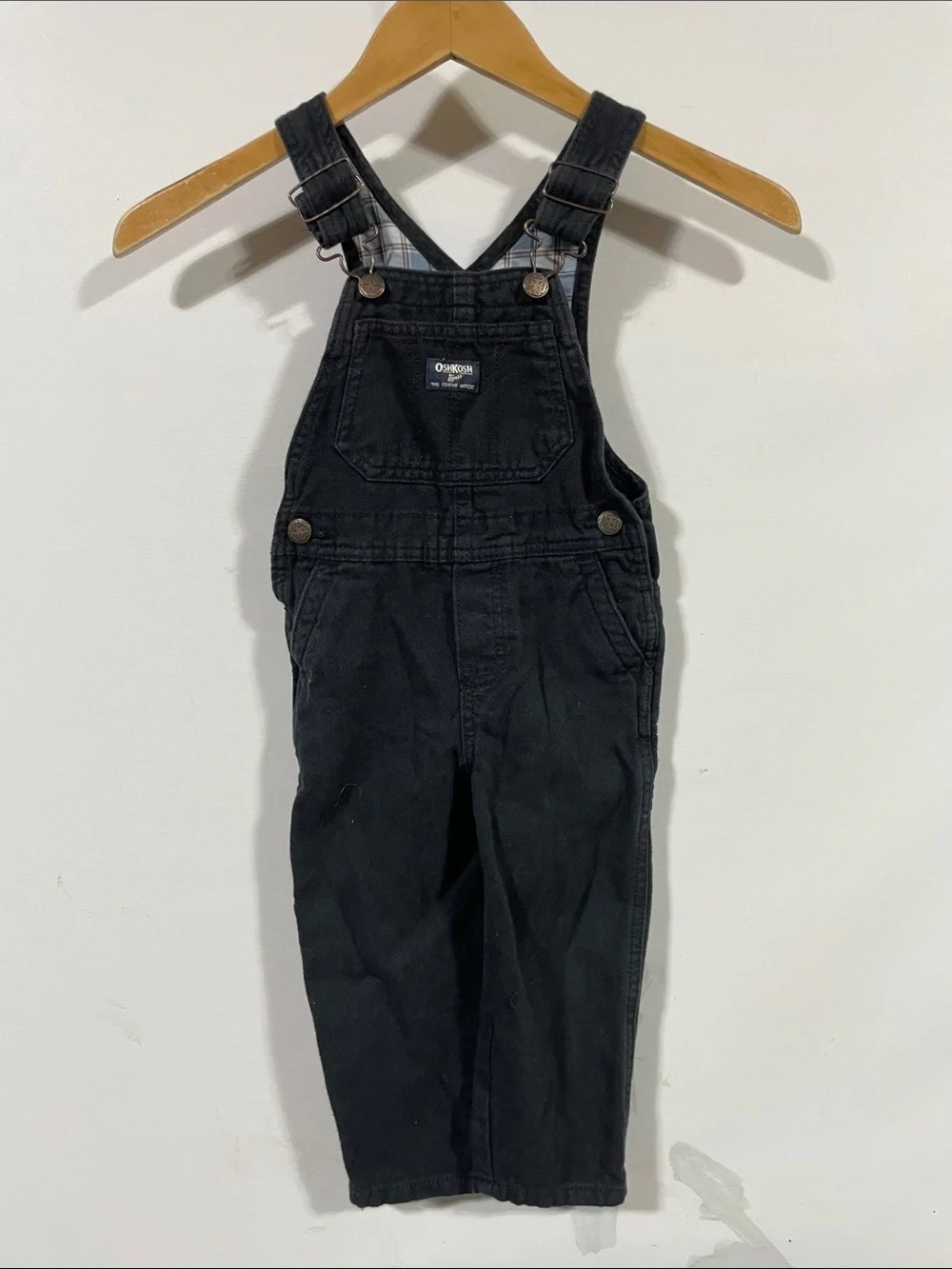 OshKosh B'gosh Black Kids Overalls with Branded Patch
